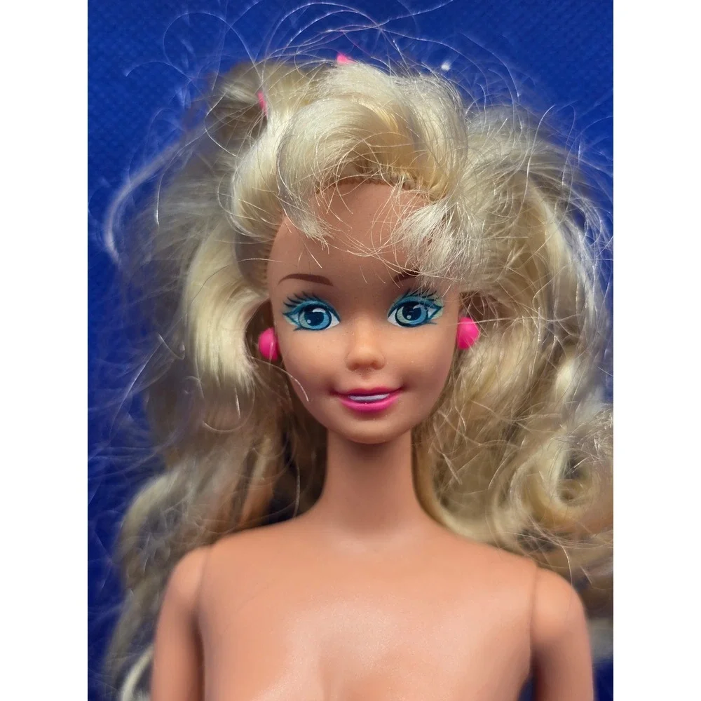 Vintage Mattel Barbie Doll Ruffle Fun #2433 Doll Only No Clothing 90s Earrings